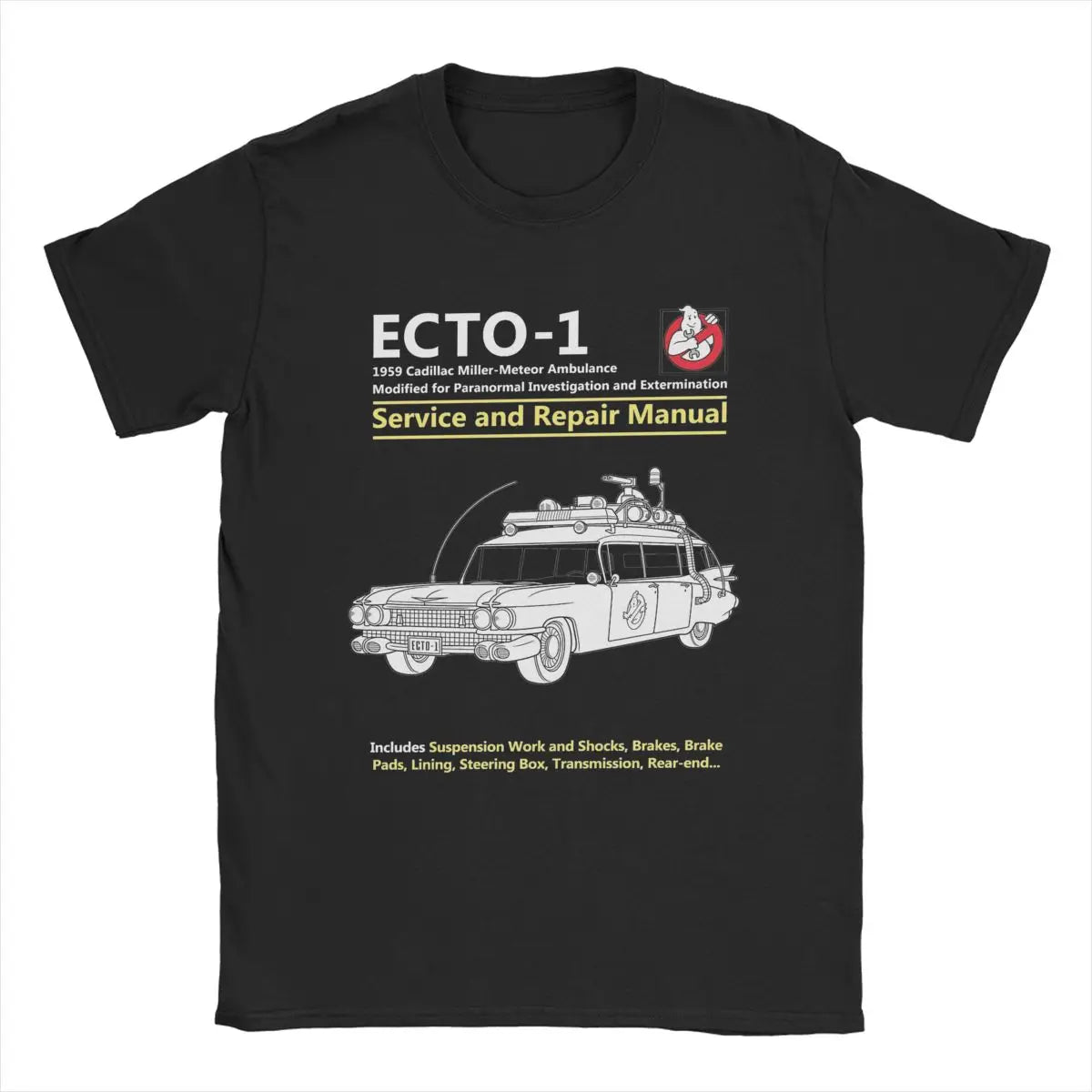 Ghostbusters ECTO-1 Manual T-Shirt - Cotton O-Neck Tee for Men Gift Idea Clothes-black-S-