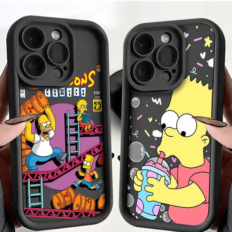 Simpsons Case for Apple iPhone 11 15 Pro Max 14 Plus 13 12 - Shockproof Protective Shell, Silicone Cover-