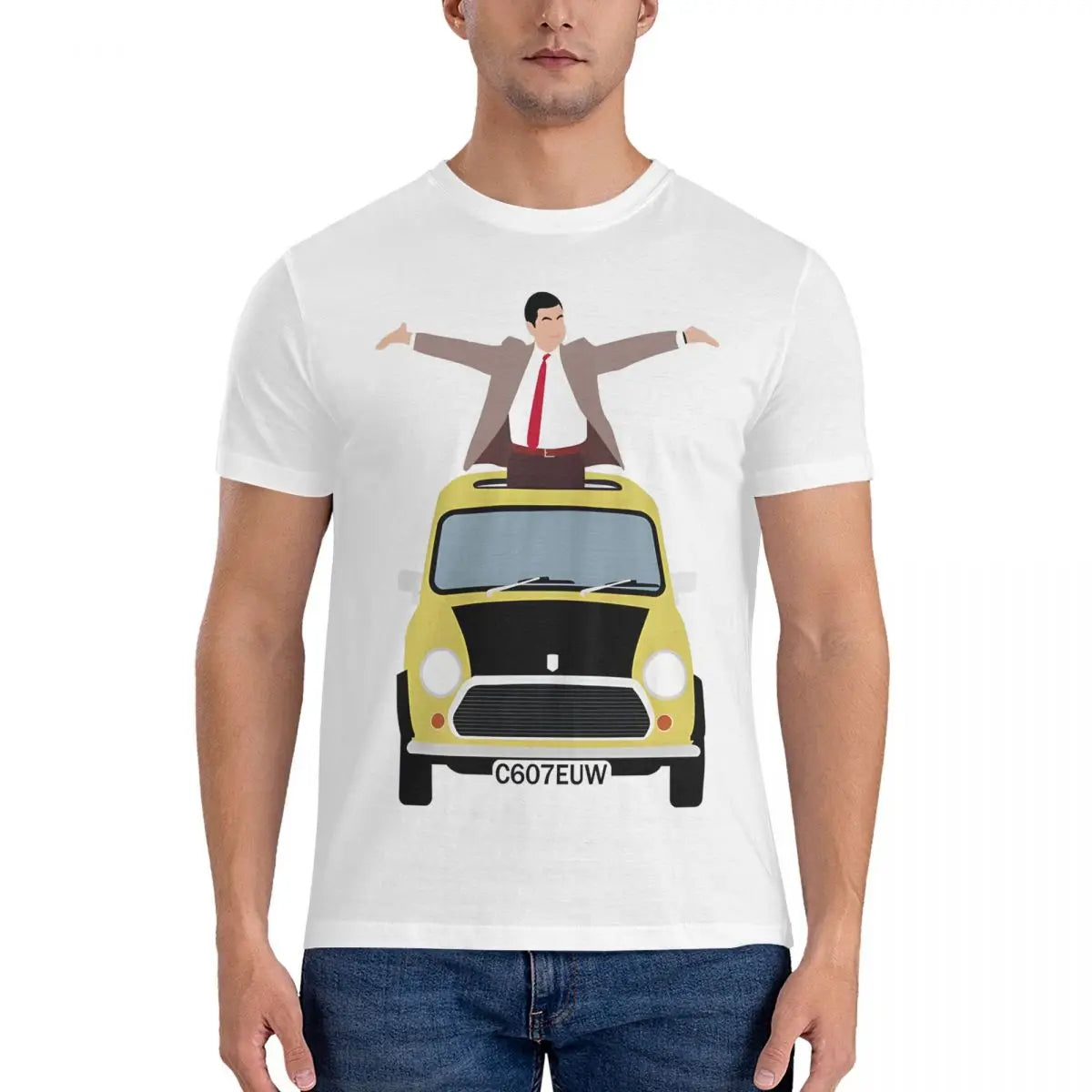 Crazy and Mini Mr. Bean T-Shirt – Pure Cotton Round Collar Summer Tee, Perfect for Fans-WHITE-6XL-