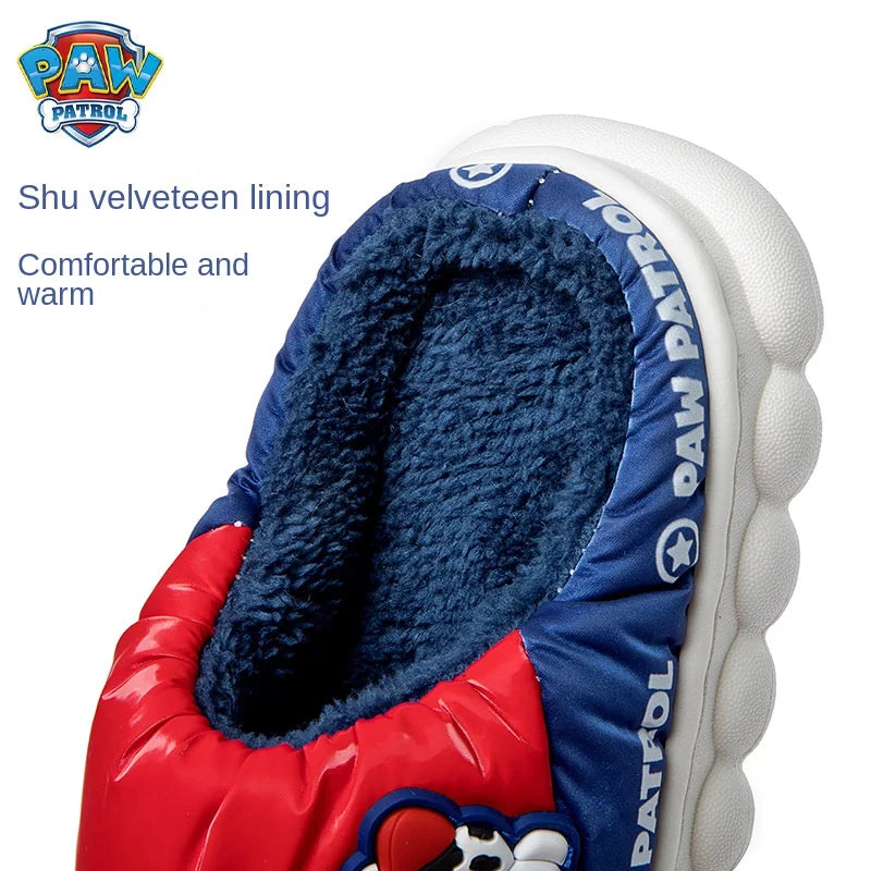 Paw Patrol Chase Winter Home Slippers Cute Autumn Boy Children Warmth Thick Plush PVC Non-Slip Leisure Shoes Soft Bedroom Floor-