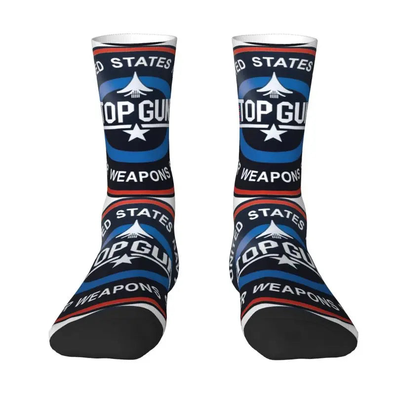 Maverick Top Gun Movie Socks - Women & Men Warm 3D Printing - Tom Cruise Inspired Basketball Sports Crew-9-One Size-