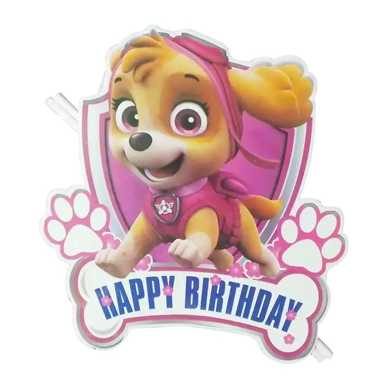 Paw Patrol Birthday Party Decorations Skye Pink - Paper Plates Cups Napkins Tableware Balloons - For Kids Baby Shower Party Supplies-1pc cake topper 1-