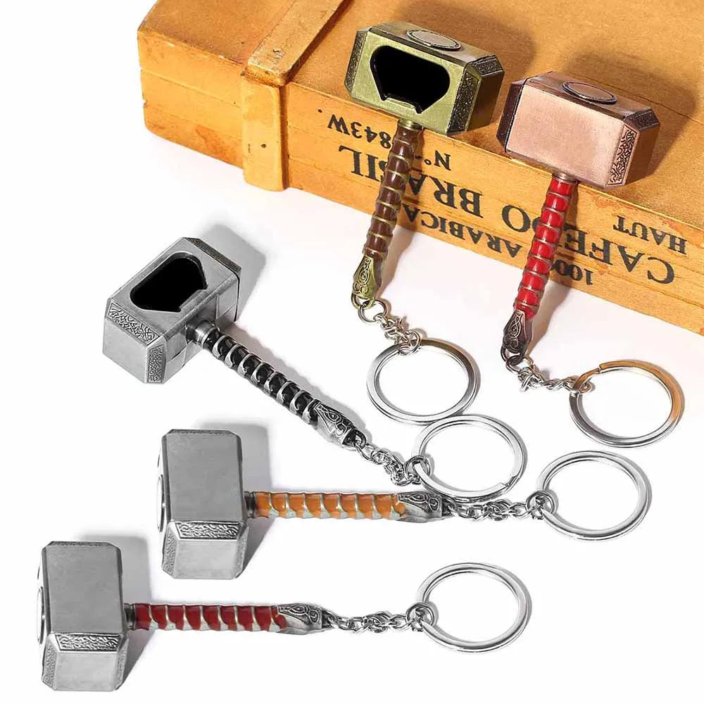 Thor’s Hammer Bottle Opener Keychain - Marvel Mjolnir Design - Portable Multifunctional Keyring-