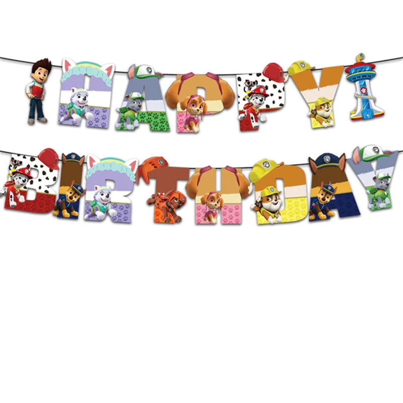 PAW Patrol Birthday Decoration Foil Balloon - Disposable Tableware Set Dog Chase Marshall Skye - For Kids Birthday Party Supplies-Letter Flag C-