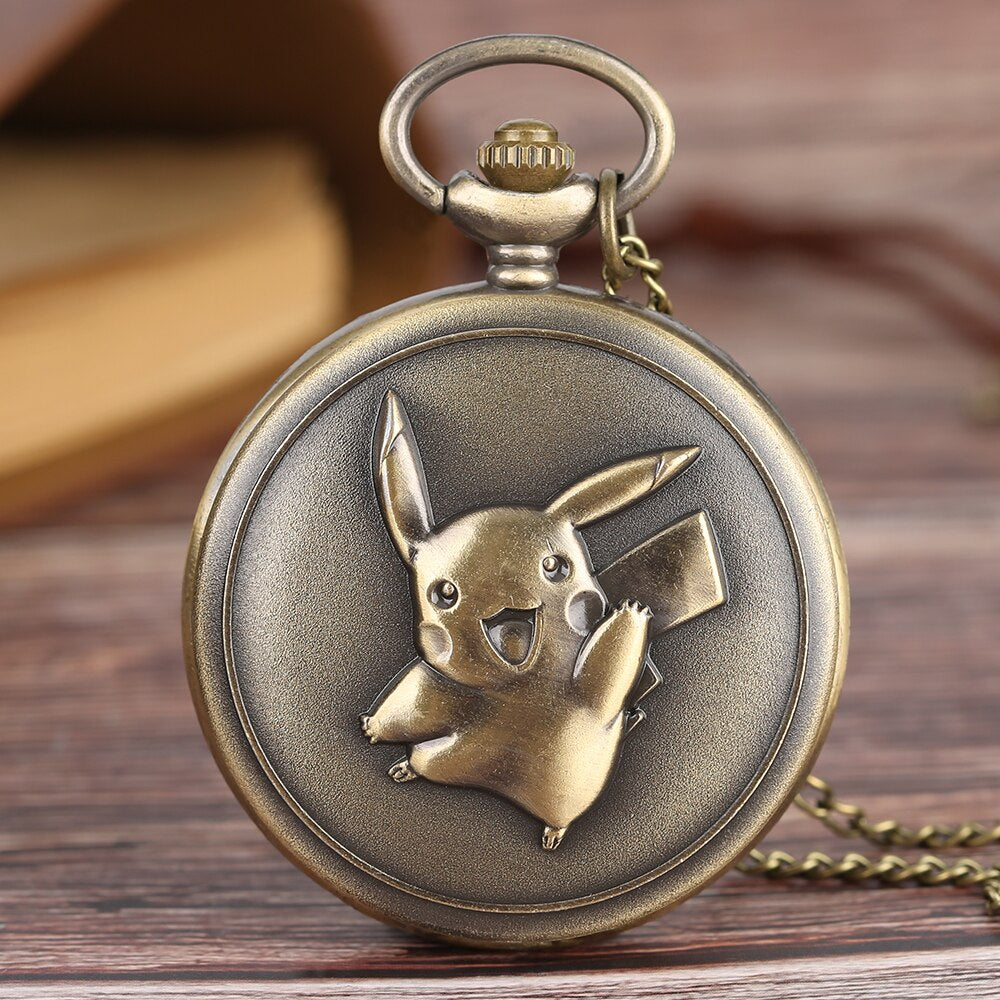 Pikachu - Quartz Pocket Watch With Chain - Romantic Steampunk Film Gift For Men & Women - Perfect Cult Movie Present-