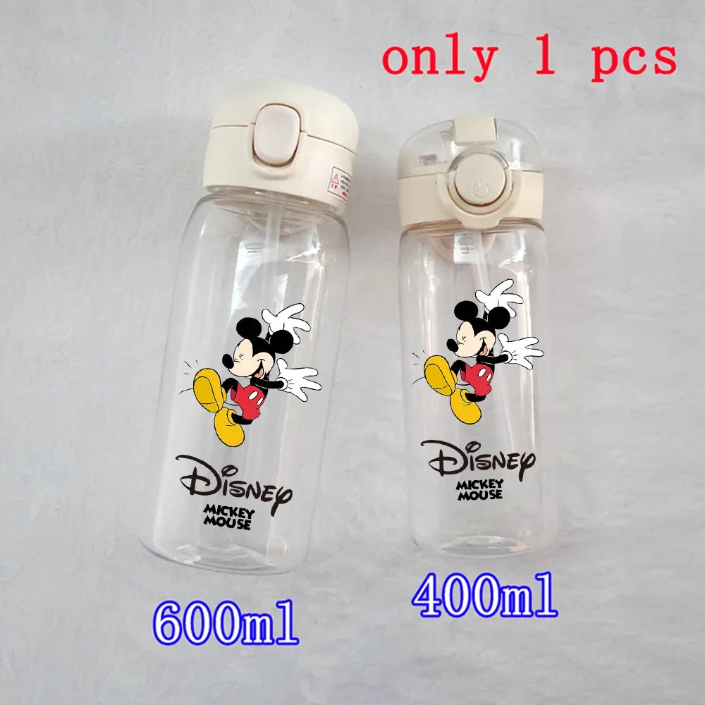 Disney Mickey Mouse Straw Bottle - 400/600ML Transparent Plastic - Portable Kids Drinking Water Cup with Donald Duck-TMSB-49-400ML-