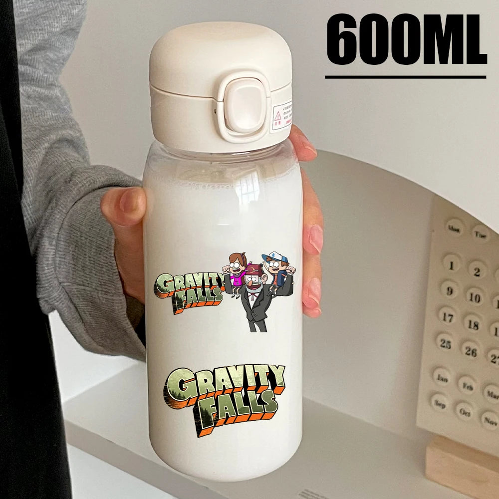 Disney Gravity Falls Water Bottle - 600ML Leak-Resistant Portable Drinking Cup - Transparent PC Design Featuring Dipper and Mabel-GDXZ-3-600ml-