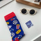 CHAOZHU Navy Cartoon Popcorn Socks - Creative Cotton Blend Long Crew - Autumn Winter Style-38 to 46-