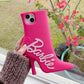 Cute Barbie Cartoon High-heeled Shoes Phone Case for iPhone 15 14 13 12 Pro Max - Shockproof, Soft Silicone Protective Cover-