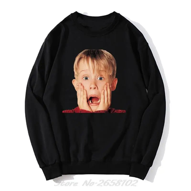 Macaulay Culkin - Home Alone Hoodie - Men O-Neck Sweatshirt - Unisex Sweater - Harajuku Streetwear Casual Tops-bkack-XXXL-