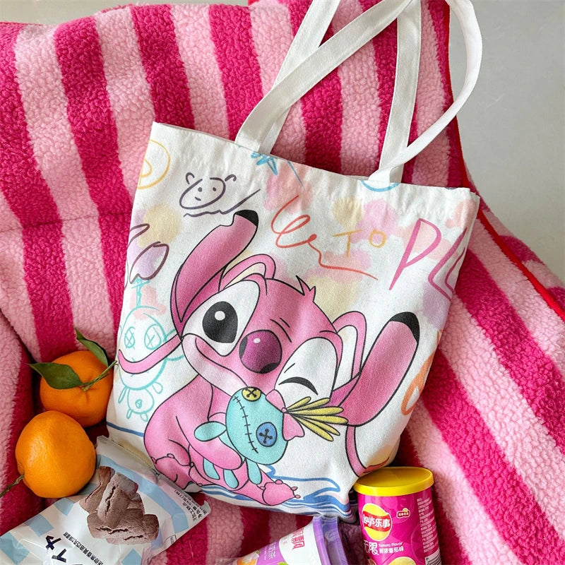 Stitch Canvas Shoulder Bag Tote - Cartoon Shopping Handbag for Girls Kids Gift-7-