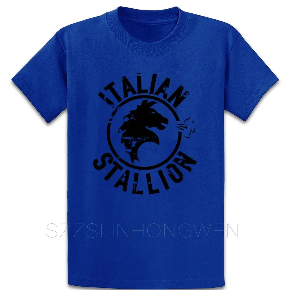 Rocky Balboa Italian Stallion T-Shirt - Funny Short Sleeve Tee in Euro Sizes S-5XL-Royalblue-5XL-