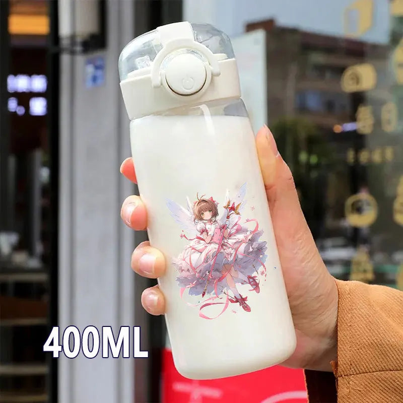 Cardcaptor Sakura Straw Water Bottle - 400ML/600ML Transparent Plastic Anti-Drop Cup for Students and Kids-4-18-