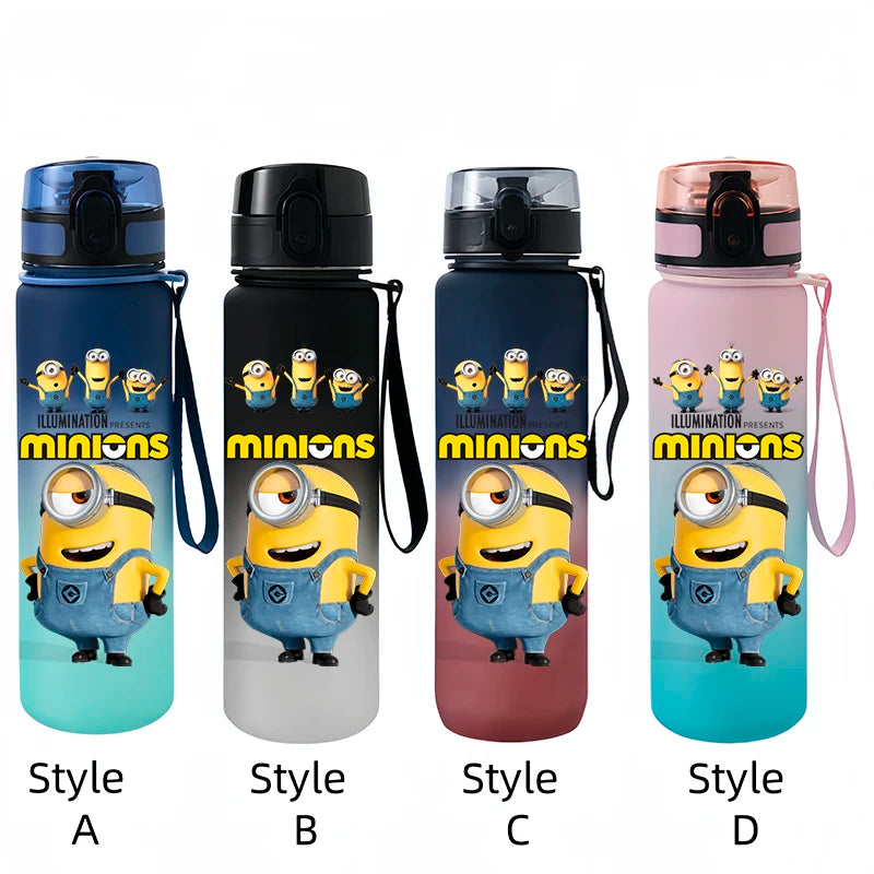 Despicable Me Minions Sports Water Bottle - 650ML Large Capacity Plastic Bottle for Outdoor Activities-xh7-Style A-