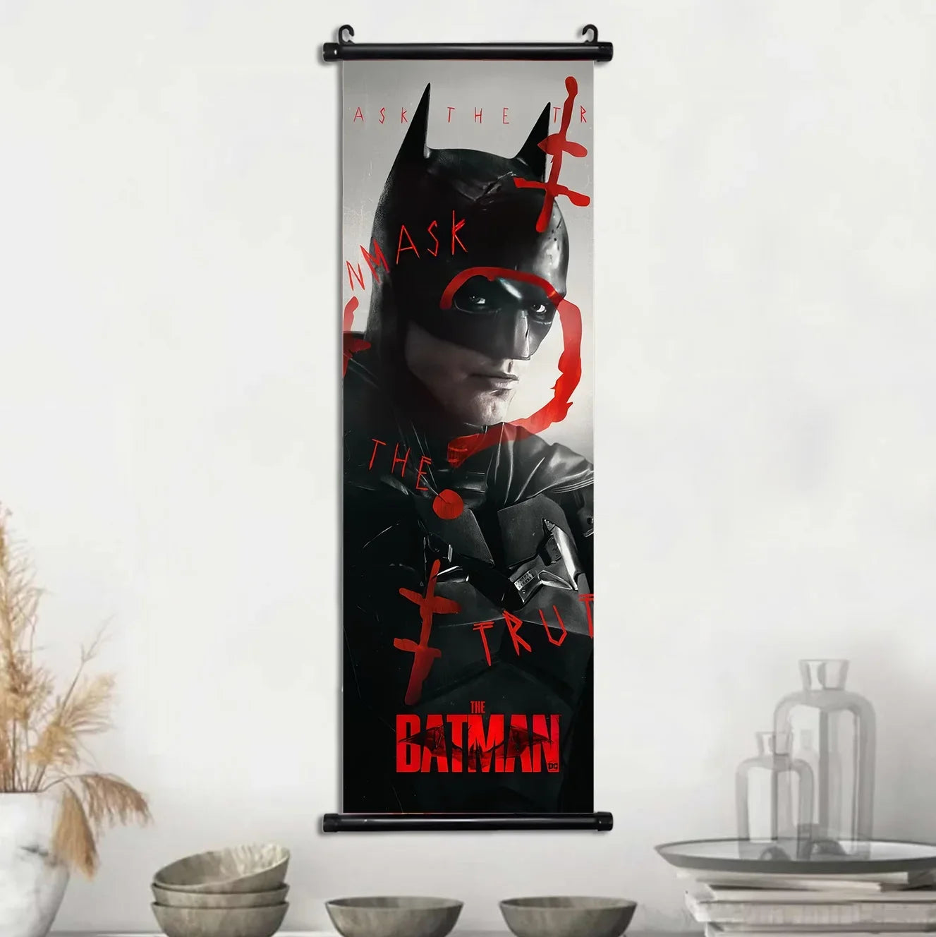 DC Batman Movie Poster Hanging Scroll Wallpaper Wall Artwork Canvas Painting Picture Print Room Home Decoration Art Decor Gift-1-5-8-25x75cm(10x30inch)-CHINA