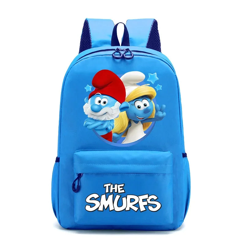 Smurfs Cartoon Kids School Backpack - Retro Laptop Rucksack, Teen Student Bag for Travel or Office Use, Anime Gift-LJL 20-LJL 33-Z-40x26x12cm-