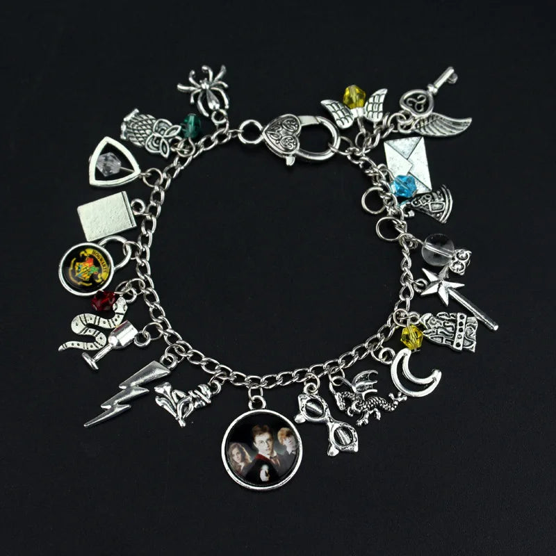 Time Turner Quidditch Jewelry - Harri Potter Combination Bracelet Pendants - Silver and Gold Plated Charms-