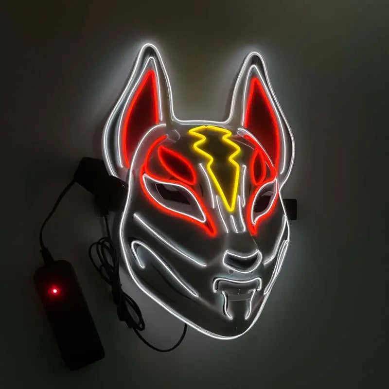 Hot Sale Halloween Glowing Face Mask - LED Fox Mask for Men and Women, Features Game Theme for Cosplay Party and Carnival Costume, Half Face Mask-2-