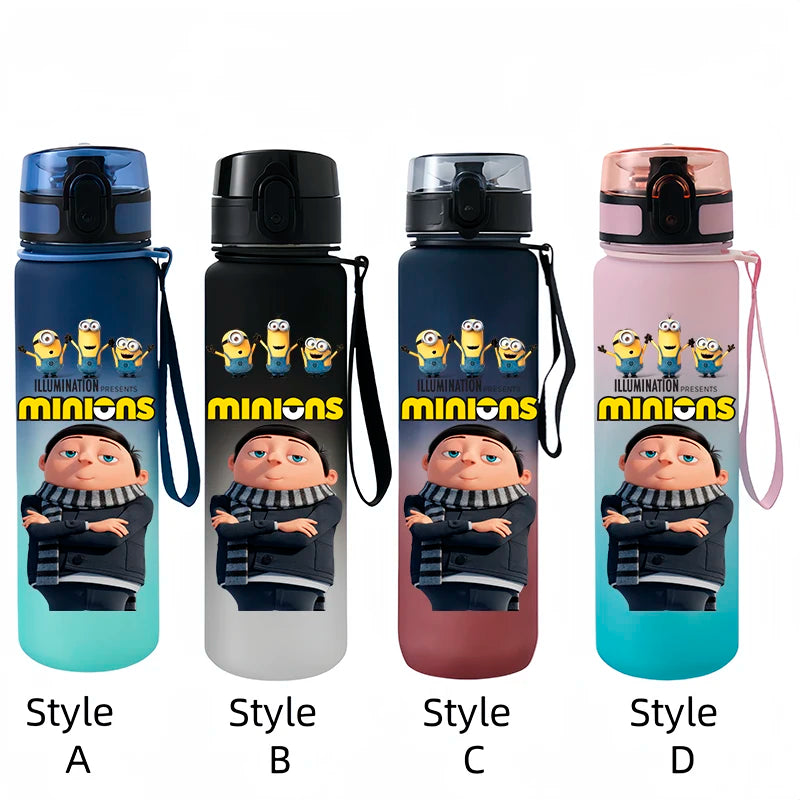 Despicable Me Minions Sports Water Bottle - 650ML Large Capacity Plastic Bottle for Outdoor Activities-xh3-Style D-