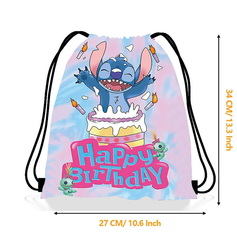 Anime Stitch Drawstring Bag - Kawaii Lilo & Stitch Kids Party Storage Shoulder Gift Pouch-4-