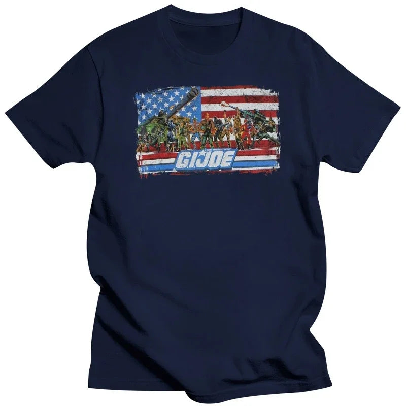 G.I. Joe Team Flag T-Shirt - Retro 80s Movie Classic Tee for Cartoon Nostalgia Addicts-blueMen-M-