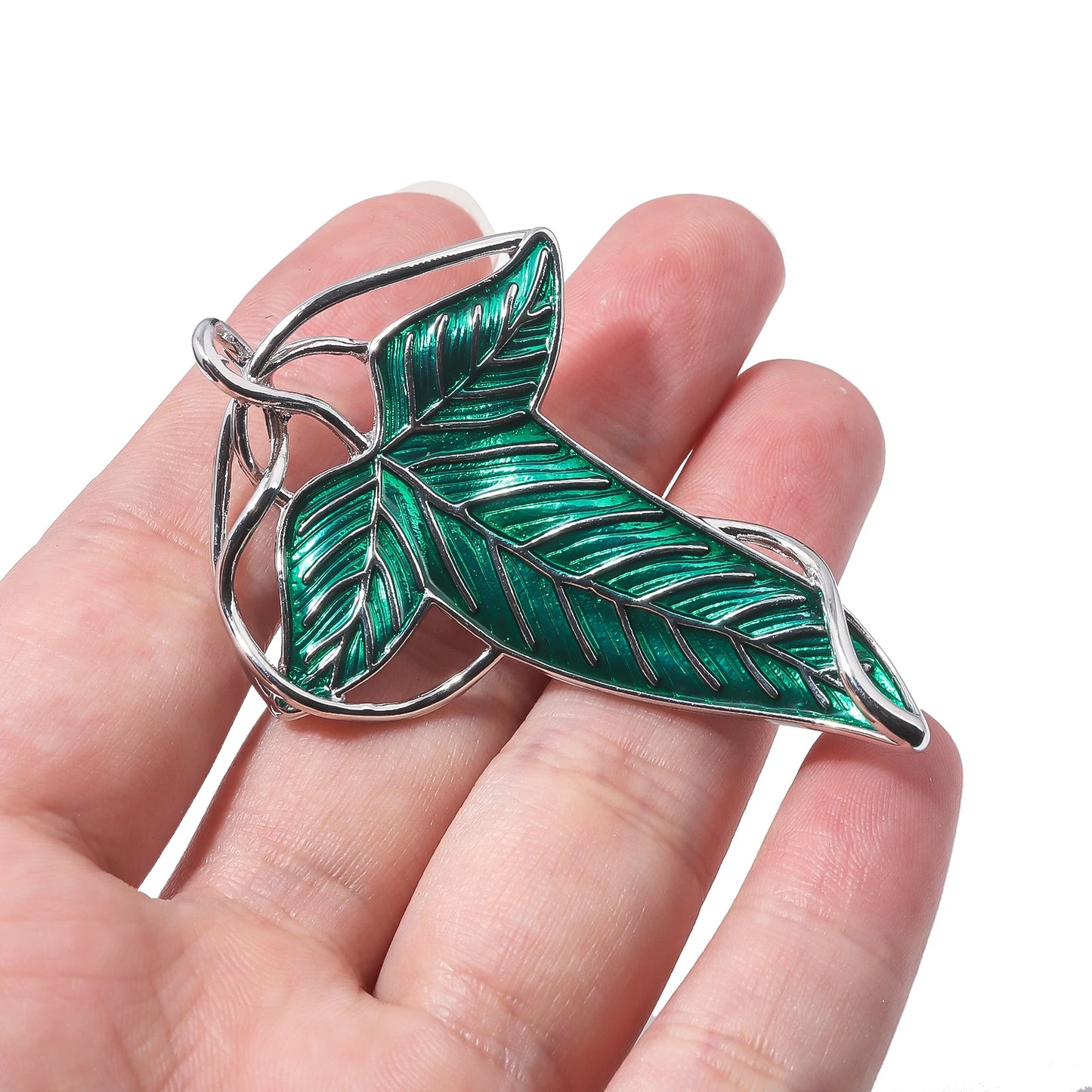 The Lord of the Rings - Green Leaves of Lorien Brooch - Pin Elf King Tolkien - Galadriel Legolas Aragorn Badge Gifts-