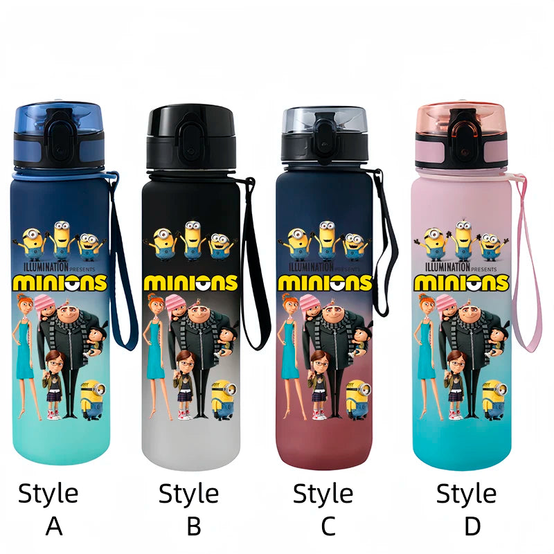 Despicable Me Minions Sports Water Bottle - 650ML Large Capacity Plastic Bottle for Outdoor Activities-xh6-Style A-