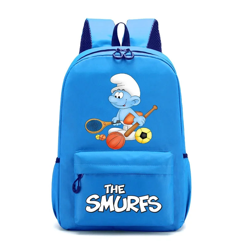 Smurfs Cartoon Kids School Backpack - Retro Laptop Rucksack, Teen Student Bag for Travel or Office Use, Anime Gift-LJL 93-LJL 33-Z-40x26x12cm-