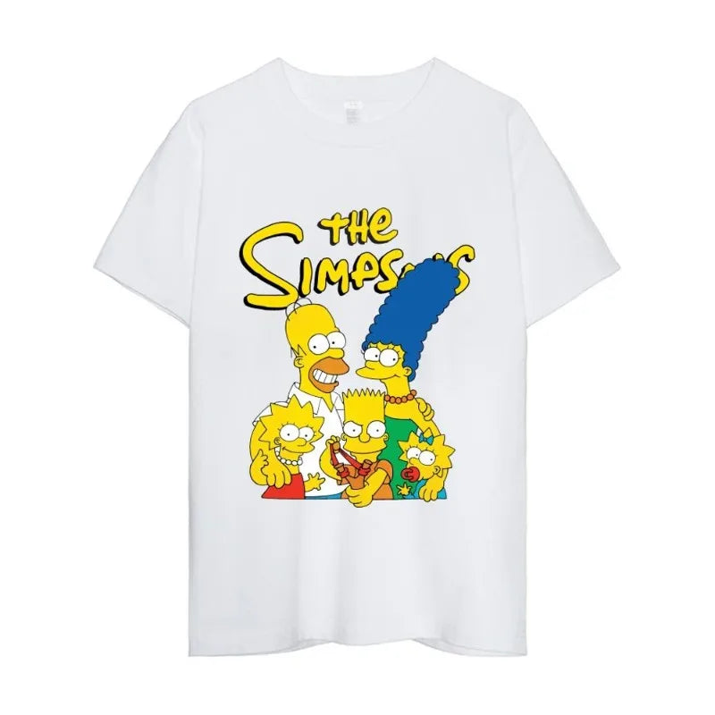 The Simpsons Couple T-Shirts - Cotton Short Sleeve Tops - Matching Clothes for Boyfriend and Girlfriend-white-L-