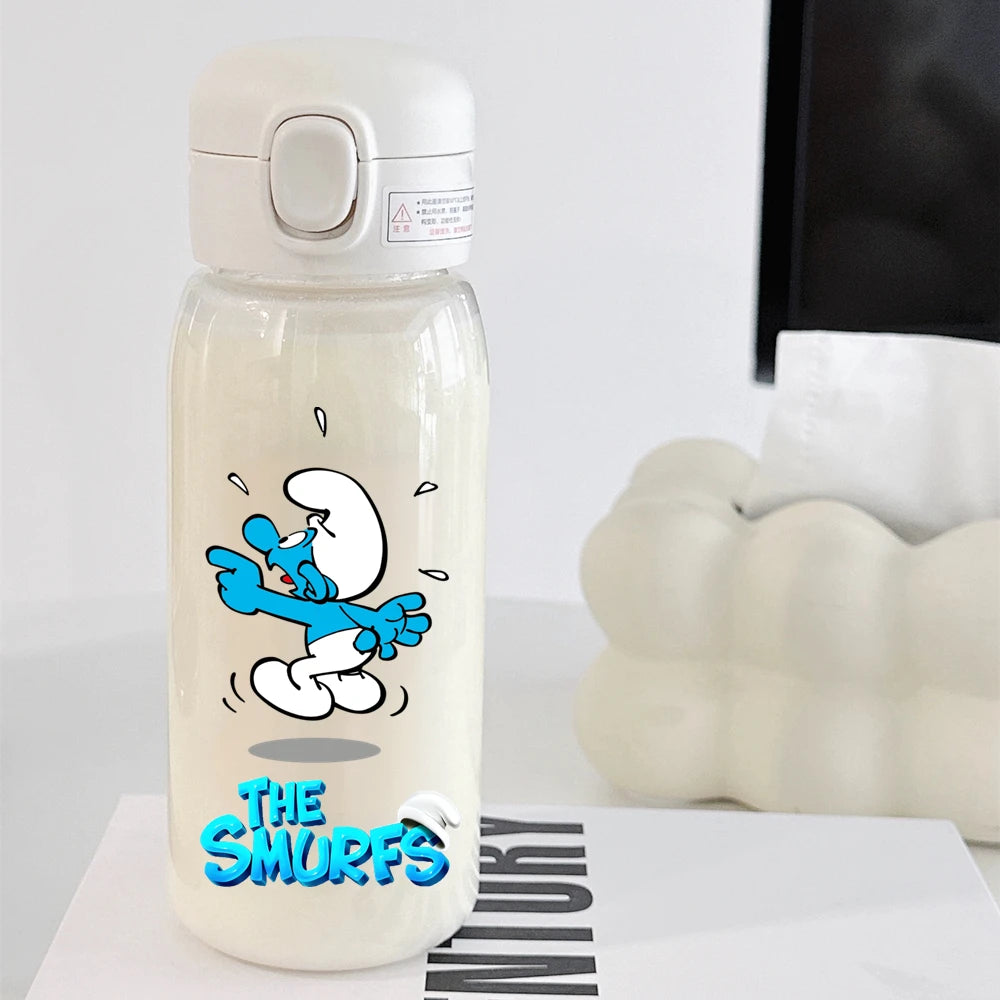 The Smurfs Straw Water Bottle - Large Capacity Cartoon Cup for Kids, Outdoor Sports, Portable Retro Anime Gift-38-600ML-