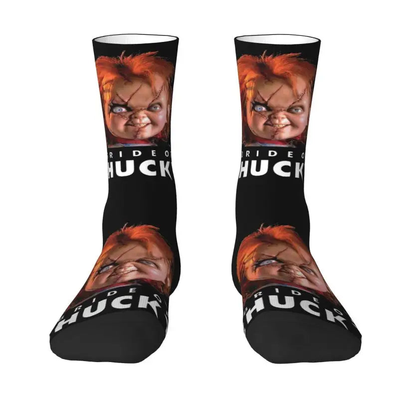 Chucky Childs Play Horror Movie Socks - Cute Printed Design - Women & Men Stretch Crew for All Seasons-2-Crew Socks-