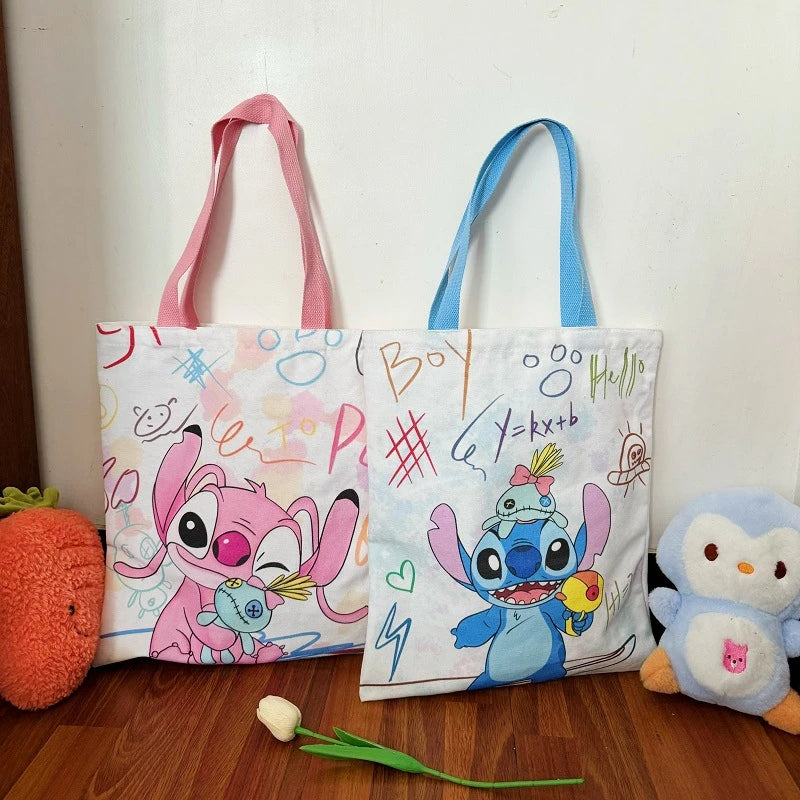 Stitch Canvas Shoulder Bag Tote - Cartoon Shopping Handbag for Girls Kids Gift-