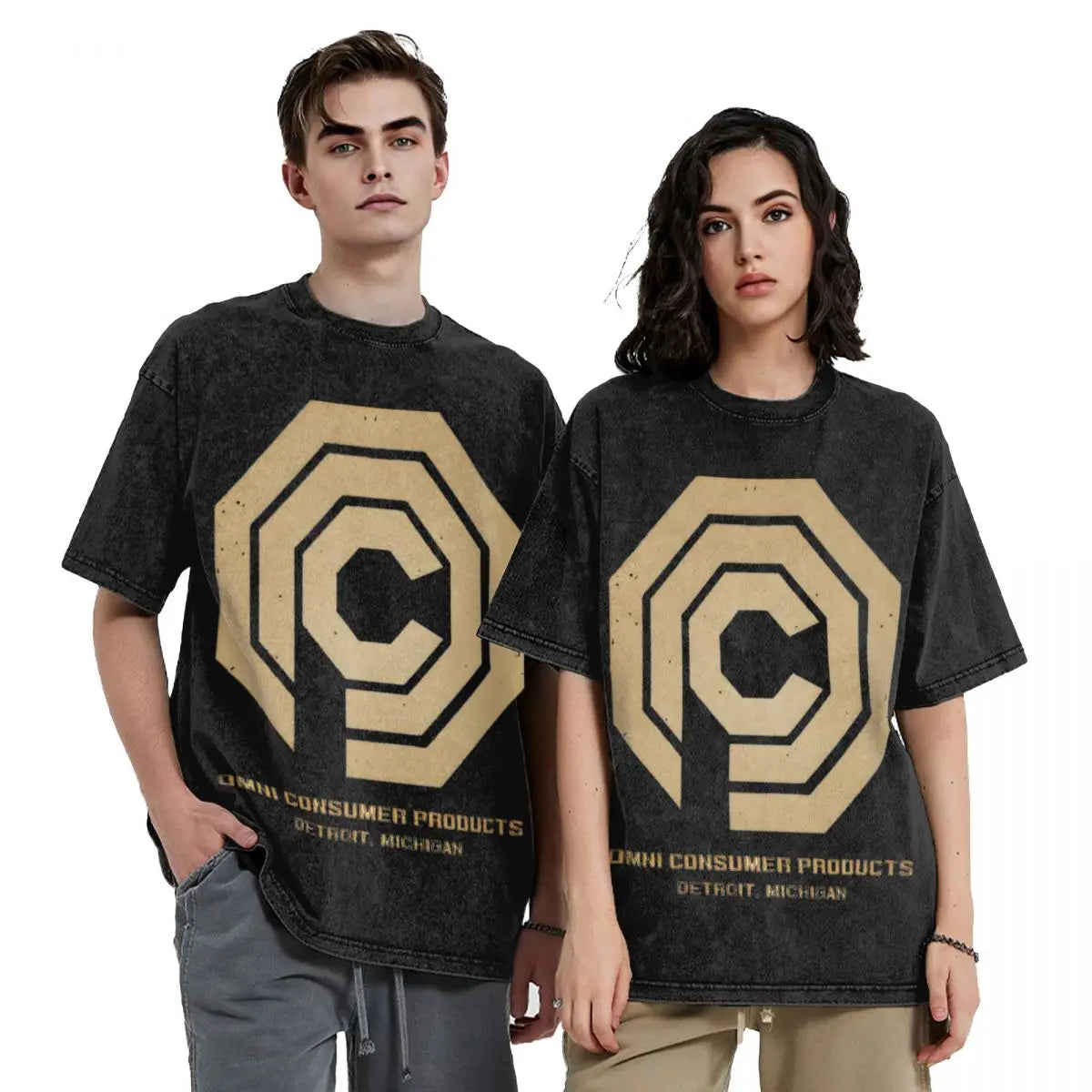 OCP RoboCop Gold T-Shirt - Hip Hop Vintage 100% Cotton Streetwear Summer Tops for Men and Women-