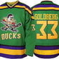 Mighty Ducks Jersey - Charlie Conway #96 - Adam Banks #99 Ice Hockey Retro Sweater-33 Goldberg Green-XL-