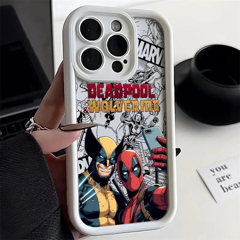 Marvel Deadpool Wolverine Case for iPhone 11 15 Pro Max 14 - Shockproof Protective Silicone Cover-UUAND02-for iPhone 11ProMax-