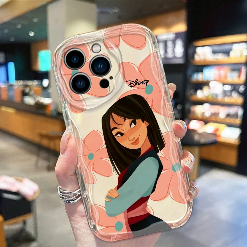 Mulan Cute Cartoon Disney Phone Case for iPhone 15 14 13 12 11 - Soft Transparent Wave Oil Cover-iPhone 15 Plus-WA10703CLE-