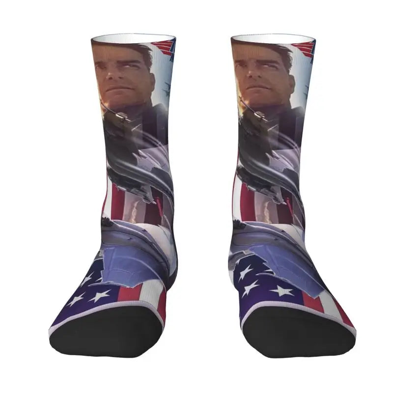 Top Gun Maverick Crew Socks - Men & Women Unisex American Action - Tom Cruise Movie Dress Socks for All Seasons-9-Fashion Socks-