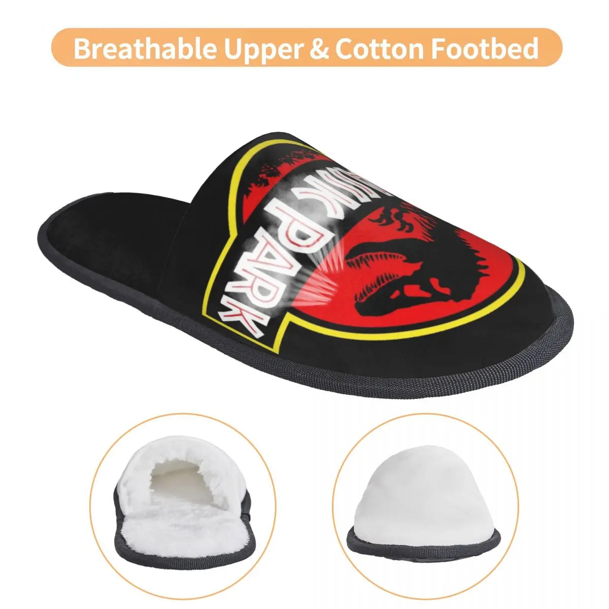 Custom Dinosaur Jurassic Park Soft Memory Foam Slippers - Women's Horror Movie - Comfy Warm Anti-Skid Slipper-