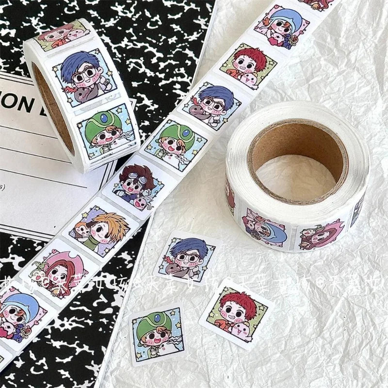 Digimon Adventure Roll Stickers - High-Value Cartoon Sealing Tape for DIY Fans & Gifts-1 volume 500 sticker-