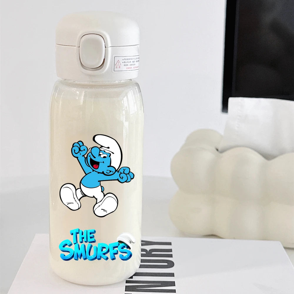 The Smurfs Straw Water Bottle - Large Capacity Cartoon Cup for Kids, Outdoor Sports, Portable Retro Anime Gift-33-600ML-