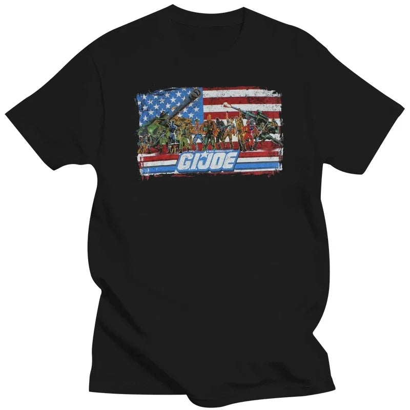 G.I. Joe Team Flag T-Shirt - Retro 80s Movie Classic Tee for Cartoon Nostalgia Addicts-blackMen-S-