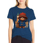 Paddington Bear in London T-shirt - Summer Clothes Hippie Clothes T-shirts for Women-Navy-S-