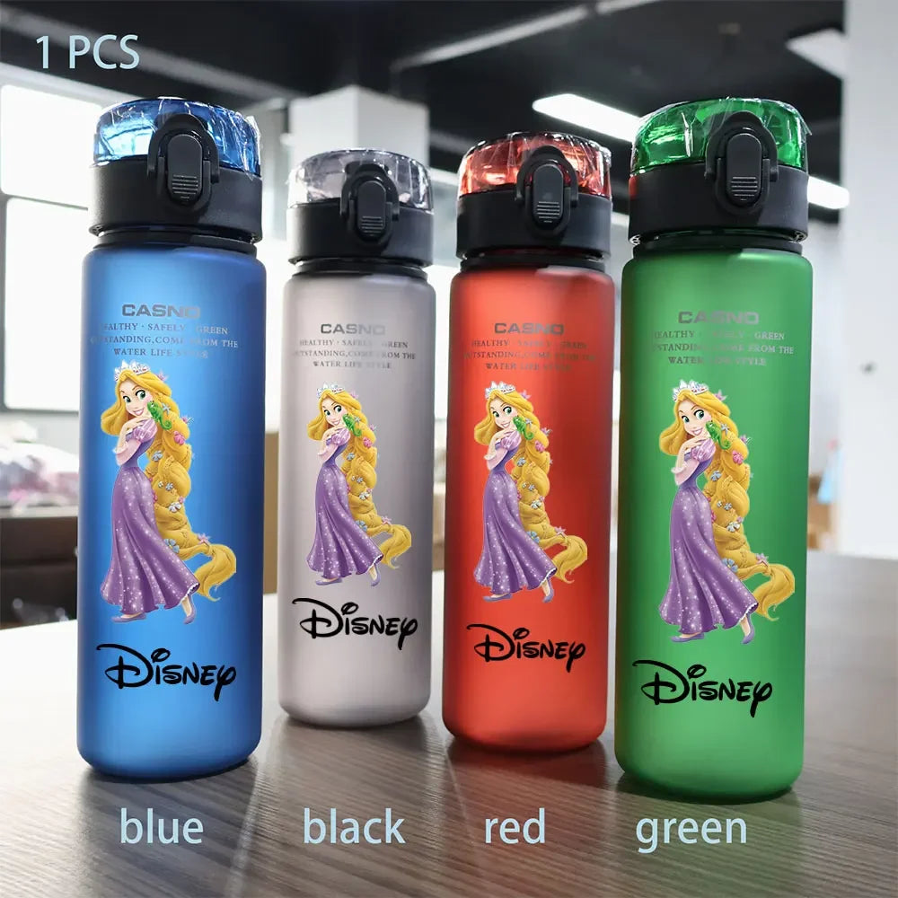 Disney Princess Plastic Water Cup - 560ML Portable Elsa and Snow White Cartoon Girls Drinking Bottle-gz-8-Only Grey bottle-