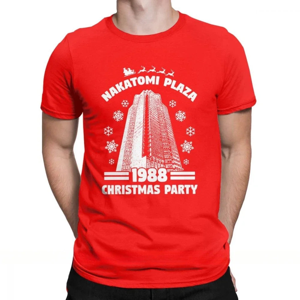 Men's T-Shirt - Nakatomi Plaza - Funny Die Hard Christmas - Party 1988 Tee Shirt - O Neck Cotton Clothes - S-5XL Short Sleeve - New Arrival-AT-07-XXXL-