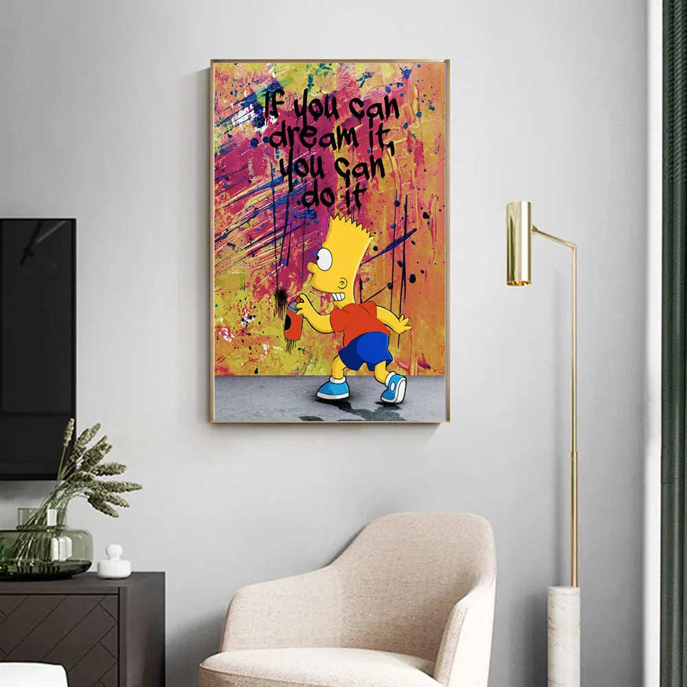 Inspirational Simpsons Wall Art - “Dream It, Do It” Canvas Poster - Perfect Gift for Children’s Rooms - Sizes To Fit-