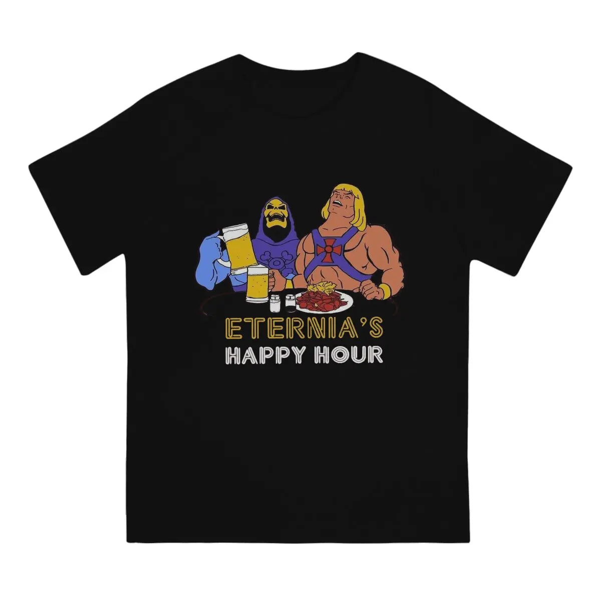 He-Man Beer Happy Hour T-Shirt: Vintage Masters of the Universe Homme Summer Streetwear - Gifts For Movie Lovers-