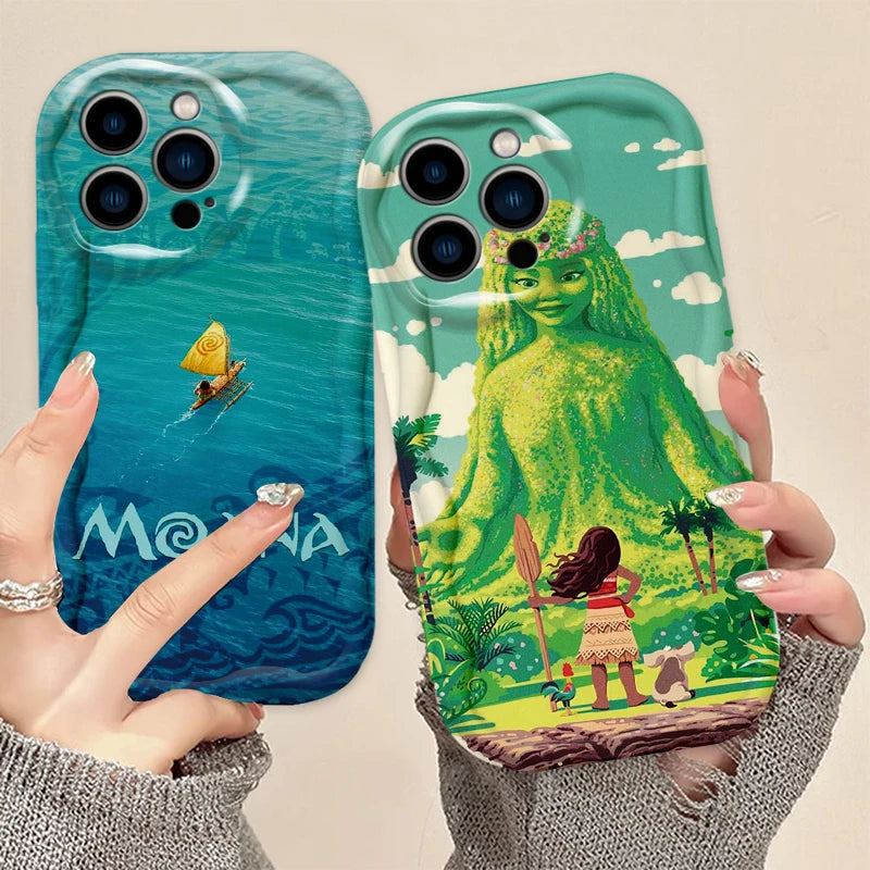 Cute Moana Cartoon Phone Case for iPhone 15 14 13 12 11 - Wave Oil Cover for Protection-