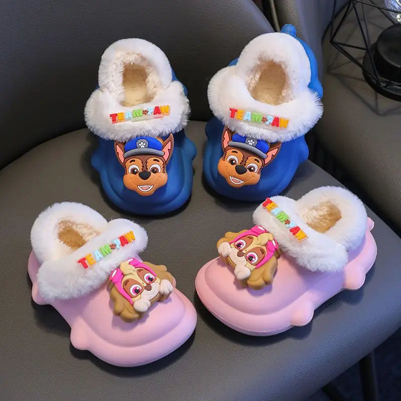 Paw Patrol Children Cartoon Print Cotton Slipper - Plush Soft Winter Warm - Baby Boy Girl Indoor Home Bedroom Shoes - Fluffy Slippers-