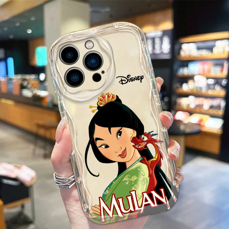 Mulan Cute Cartoon Disney Phone Case for iPhone 15 14 13 12 11 - Soft Transparent Wave Oil Cover-iPhone 15 Pro Max-WA10702CLE-