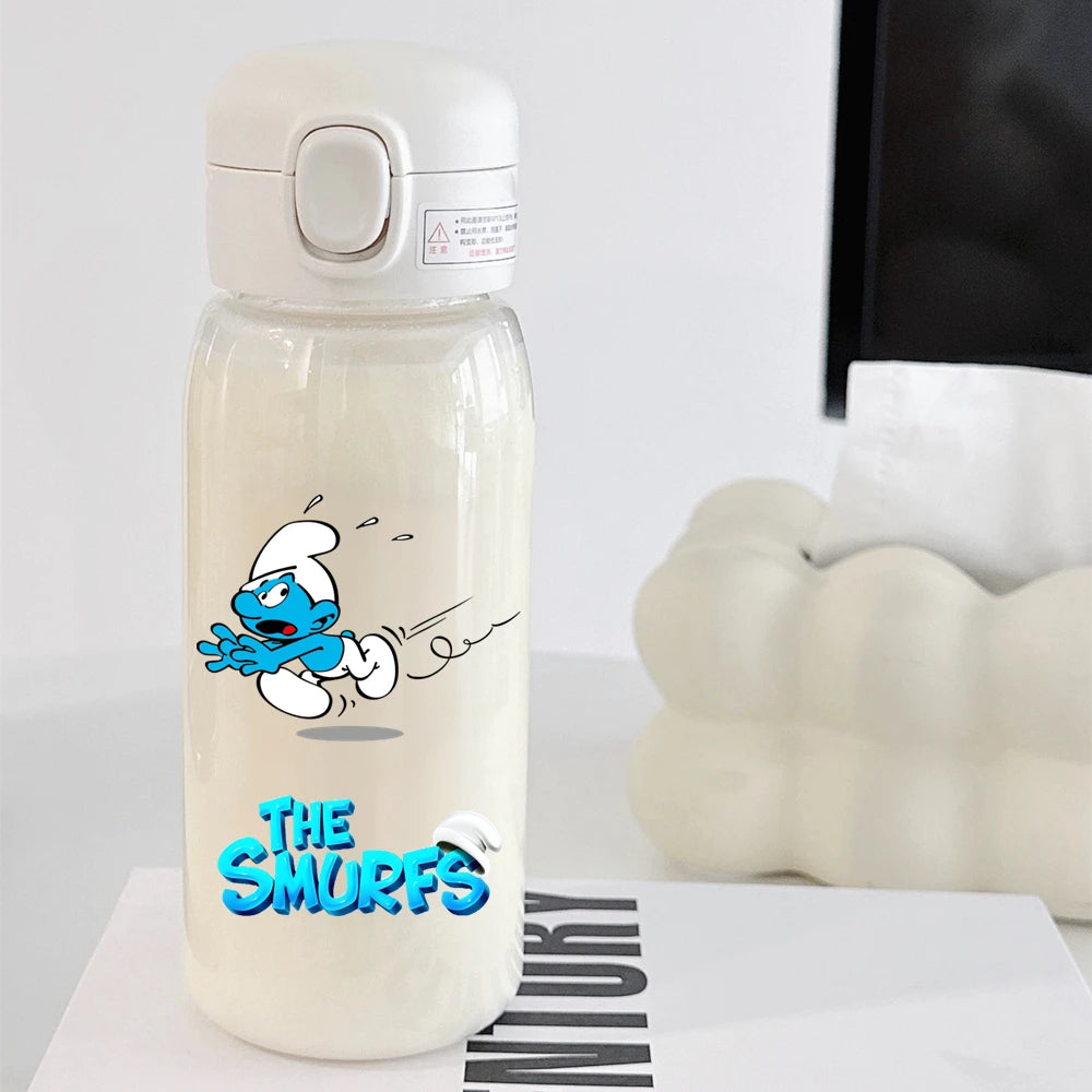 The Smurfs Straw Water Bottle - Large Capacity Cartoon Cup for Kids, Outdoor Sports, Portable Retro Anime Gift-29-600ML-